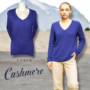 J. CREW COLLECTION Italian Cashmere V-Neck Royal Blue Quiet Luxury Old Money S